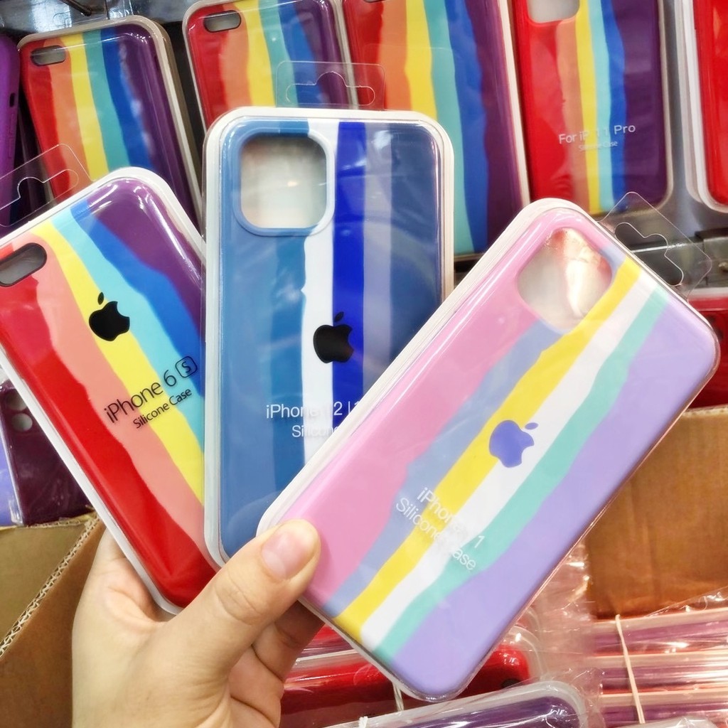 Jual For Iphone 6/6S, 6 Plus/6S Plus, 7, 7 Plus - Rainbow Colorful With Logo Liquid Soft Case Casingcover Indonesia|Shopee Indonesia