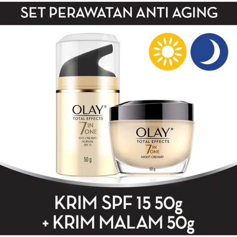 Jual Olay Total Effects 7 In One Day Cream Normal Spf 15 50Ml + Olay Total Effects 7 In One Night Cream 50Ml | Shopee Indonesia