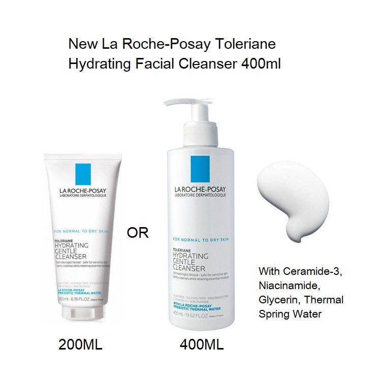 Jual La Roche-Posay La Roche Posay Newer Version Of Toleriane Dermo Cleanser Hydrating Cleanser 400Ml Foaming Cleanser | Shopee Indonesia