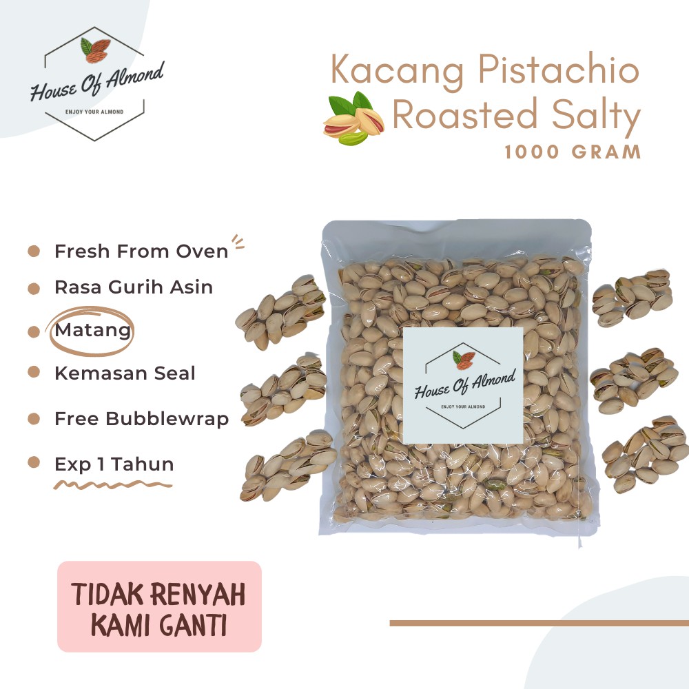 Kacang Pistachio Roasted Salty 1kg (Matang) | Shopee Indonesia