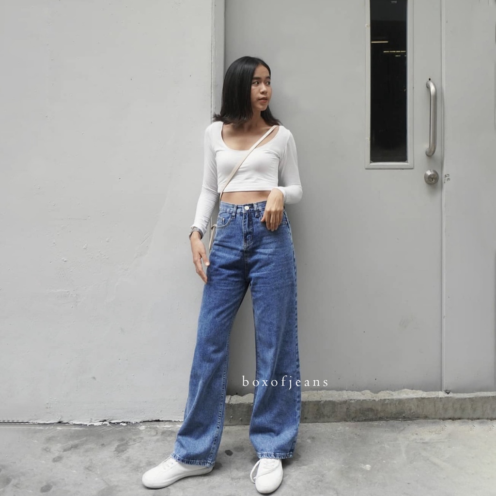 Jual Boxofjeans - High Waist Baggy Jeans - Snow Blue | Shopee Indonesia
