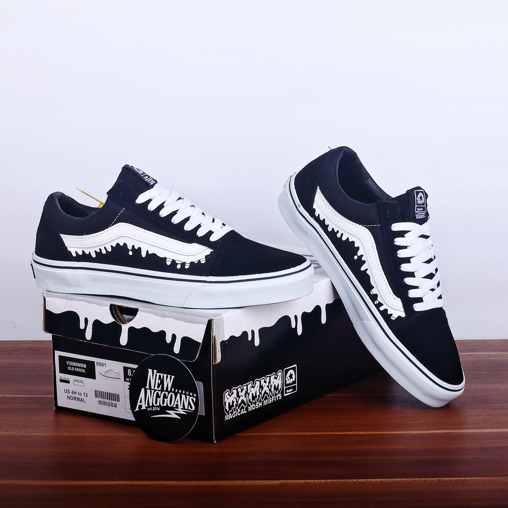 Sepatu Vans Old skool OS X Magical Mosh Misfits Black White Hitam Putih