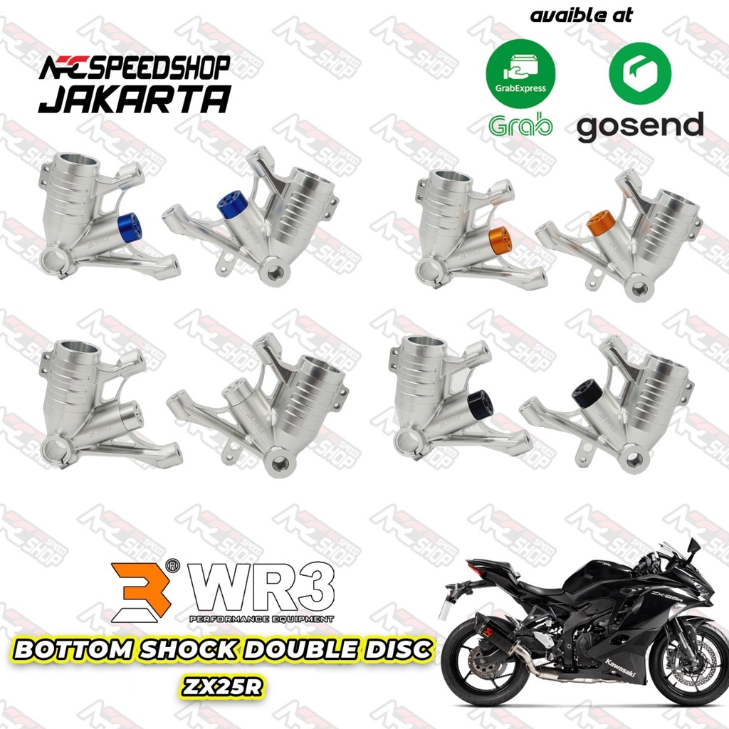 Jual Bottom Shock Double Disc WR3 Kawasaki ZX25R ZX 25 Silver Bottom