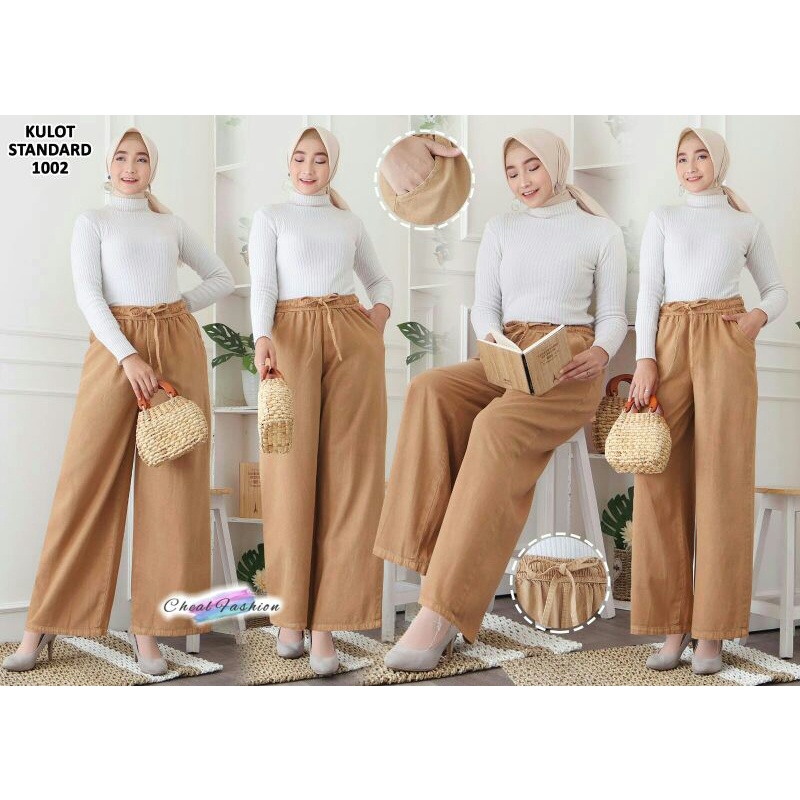 Jual Celana Kulot Denim Warna Coklat Lp102 Pj98 | Shopee Indonesia