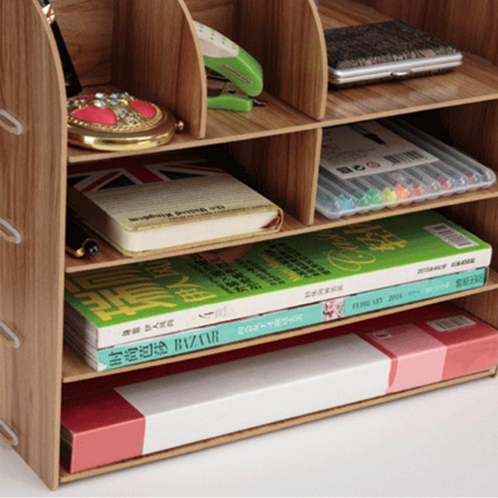 Jual Jega / Ab Wooden Diy Assemble Desktop Organizer Office Desk Organizer  Drawer Indonesia|Shopee Indonesia