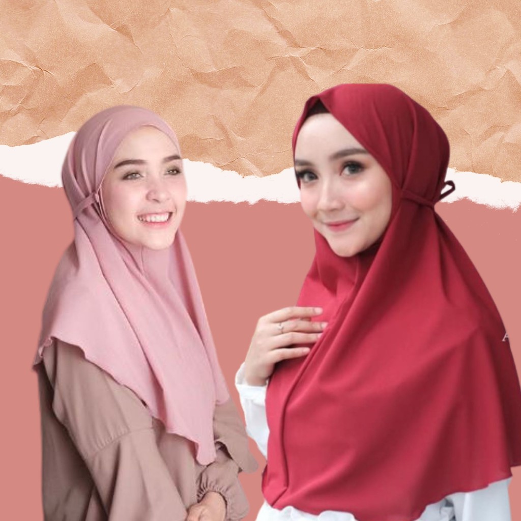 Hijab Bergo 1 Layer Tali Nonpet Hijab Instant Diamond Strecht / Jilbab
