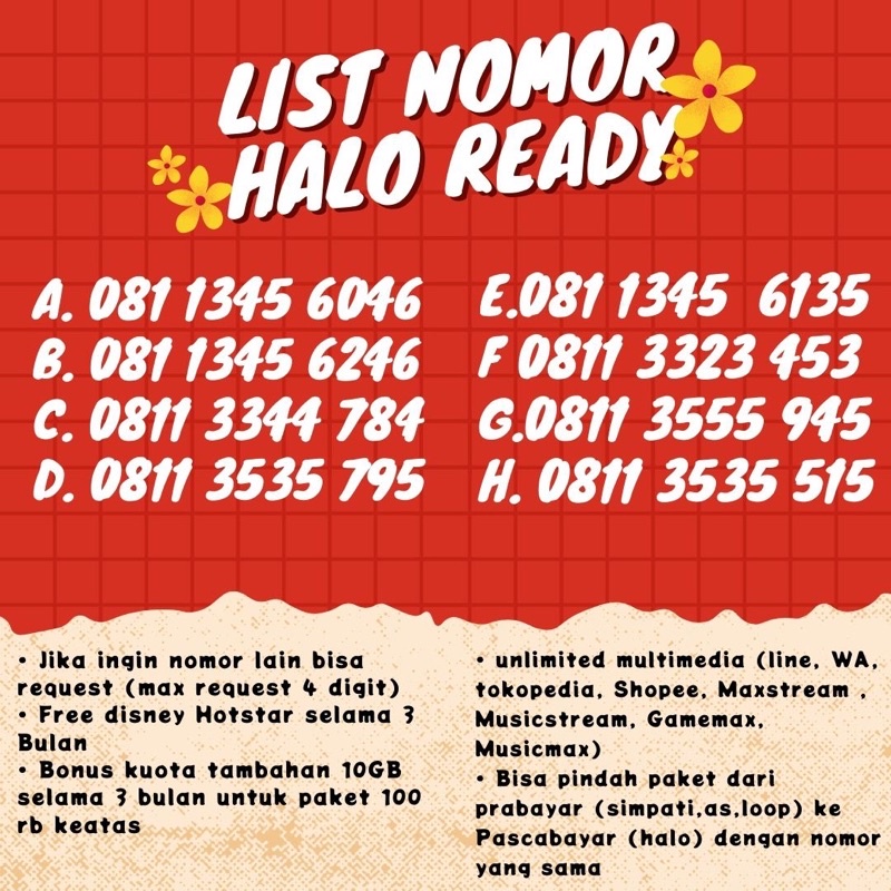 Jual NOMOR CANTIK KARTU HALO (PASCA BAYAR) Shopee Indonesia