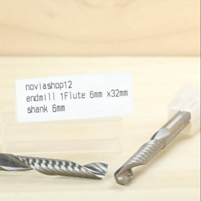 Jual Carbide Endmill 1F 6mm u/ kayu MDF akrilik acrylic ACP plastik