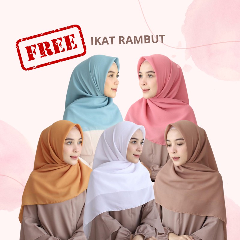 HIJAB SEGIEMPAT BELLA SQUARE POLLYCOTTON 115 X 115 PREMIUM/KERUDUNG