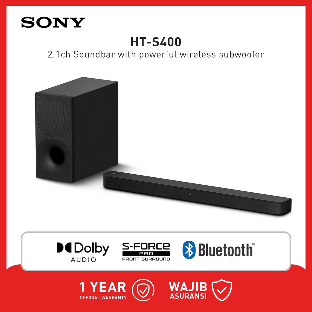 Jual Sony HT-S400 Soundbar 2.1ch with Powerful Wireless Subwoofer