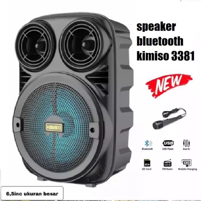 Speaker Bluetooth 3381/338 Bonus Mic 6,5Inci/Salon Aktif Portable Radio