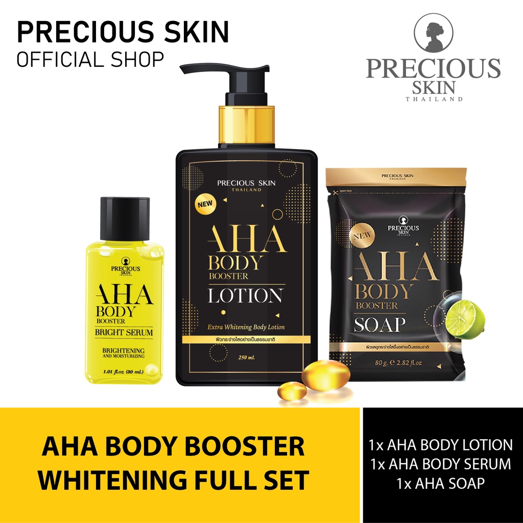 Jual Precious Skin Thailand AHA Full Set Body Booster Extra Whtening