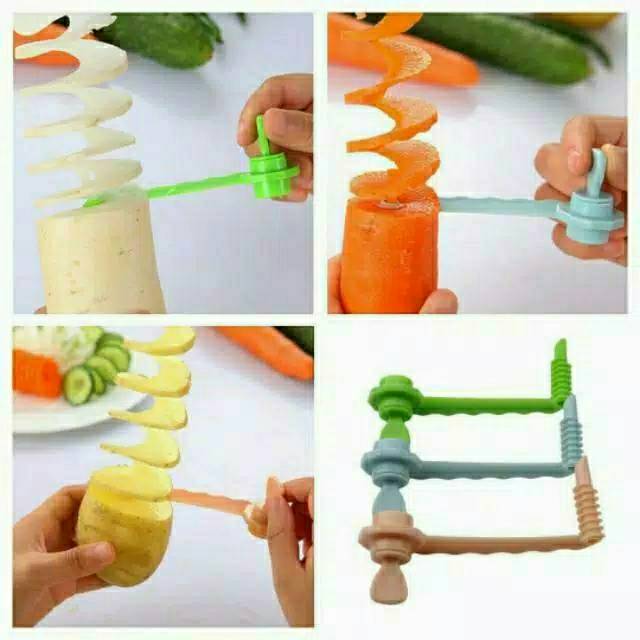 Alat Potong Pisau Kentang Spiral Cutter Pemotong Pengiris Ulir Sayur Wortel  Hias Garnish | Shopee Indonesia