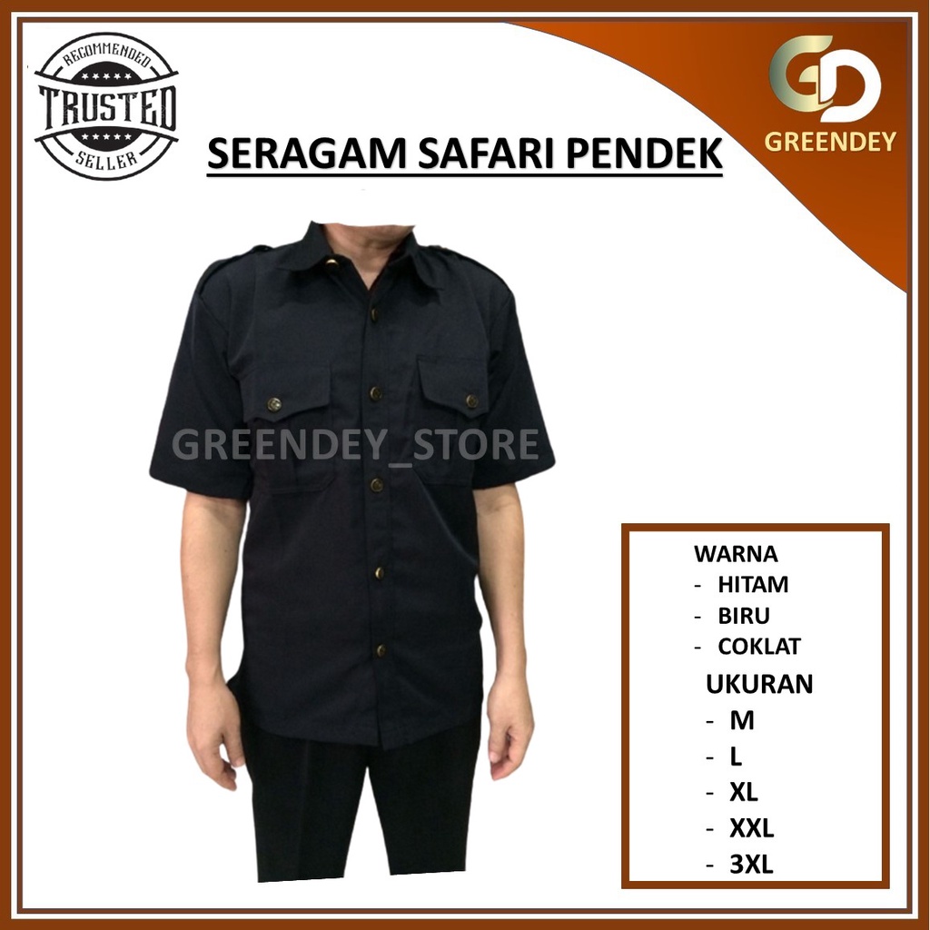 Jual baju seragam safari lengan pendek setean security keamanan dinas  harian suprir safari paspampres Indonesia|Shopee Indonesia