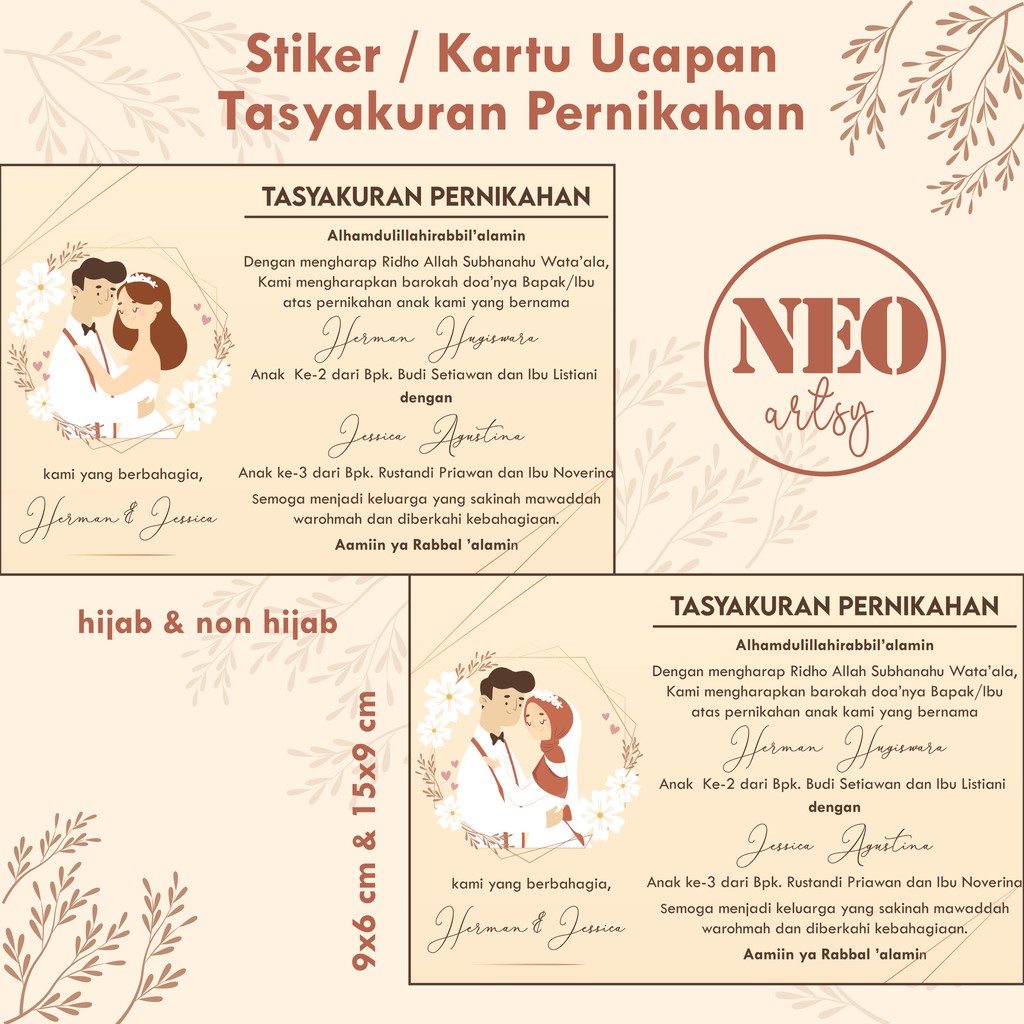 Stiker & Kartu Ucapan Syukuran Pernikahan / Tasyakuran