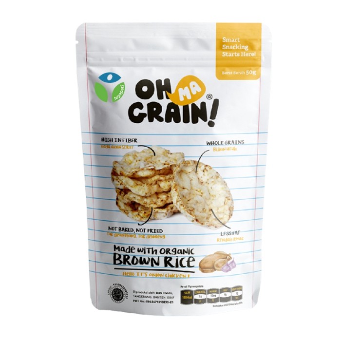 Oh Ma Grain! Popped Rice Crackers Onion Chicken 50gr Cemilan Anak