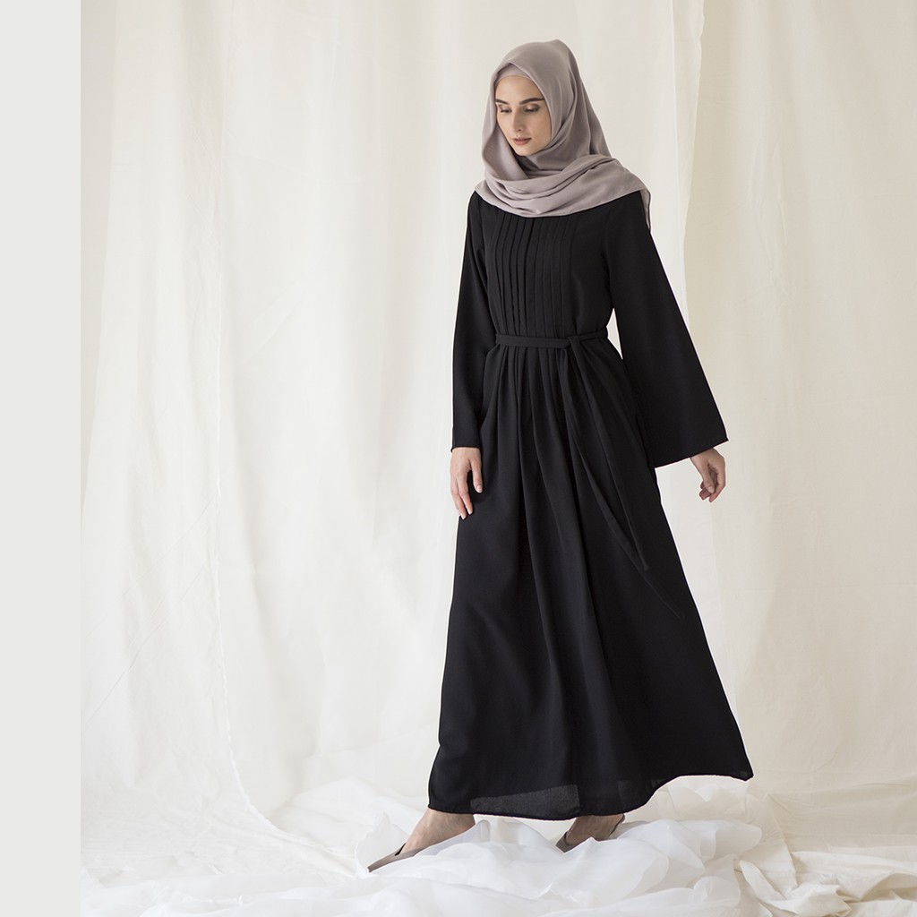Black Kananta by Aska Label Dress panjang Muslim hitam