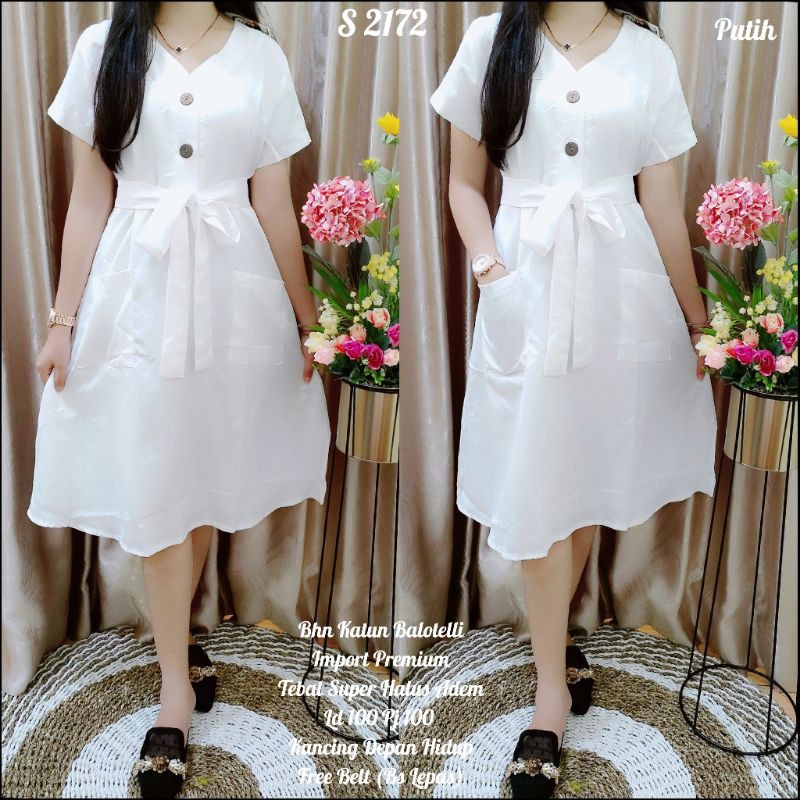 S 2172 Dress Polos Hitam Putih Dress Casual Shopee Indonesia