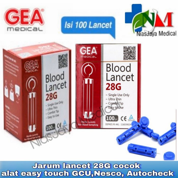 Jual Blood lancet Gea 28G/ perbox 100pcs Shopee Indonesia