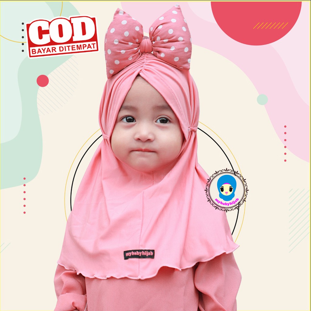 [COD] Kerudung Hijab Jilbab Bayi Perempuan Anak Baru Lahir Newborn Lucu