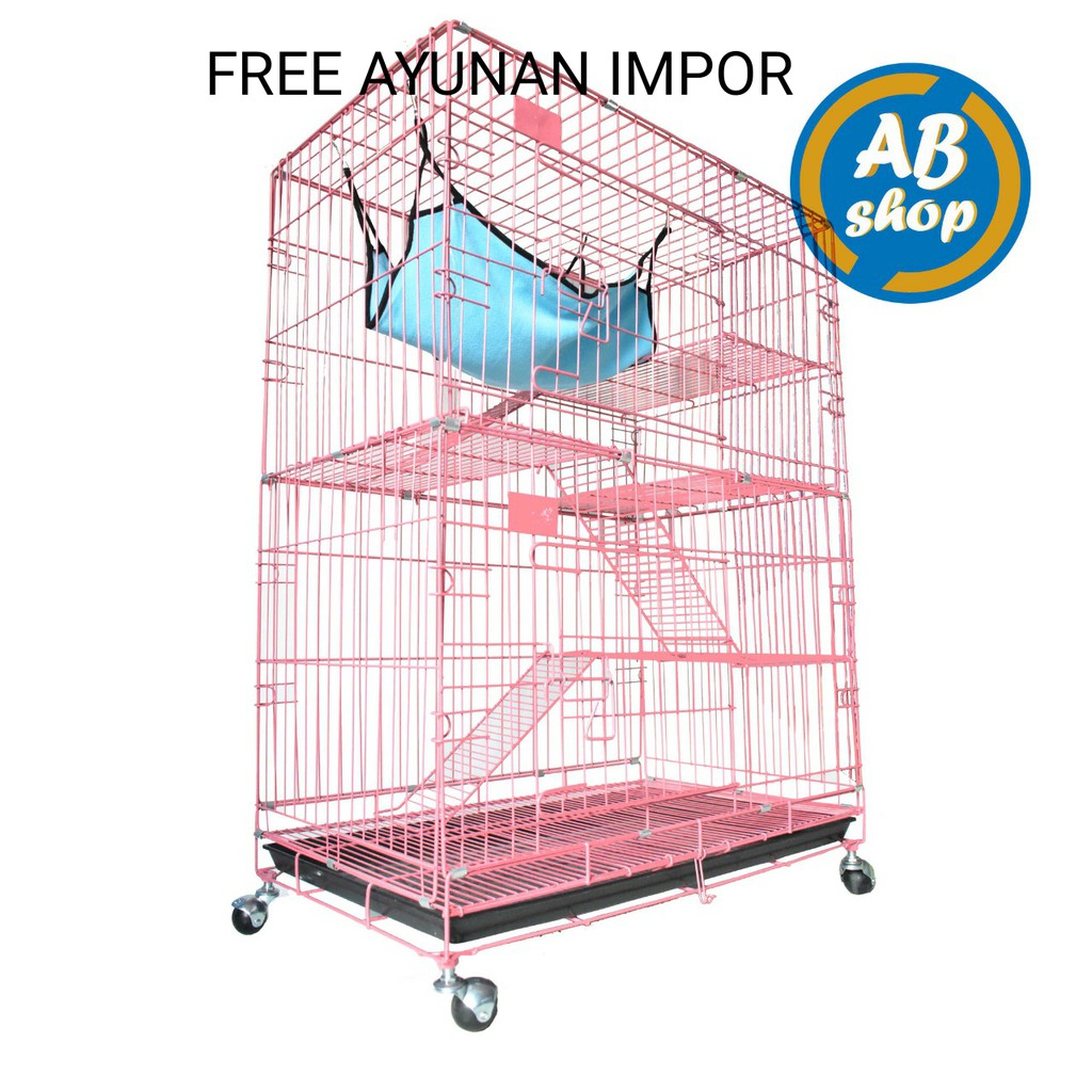 Kandang Kucing Tingkat 3 Size L 60x42x90cm (02SFREEAYUNAN) Shopee