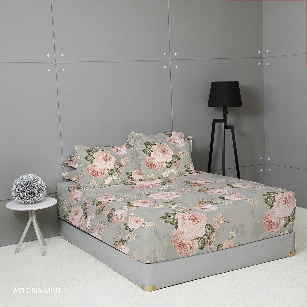 Jual King Rabbit Seprai & Sarung Bantal Guling Motif Astoria Mint