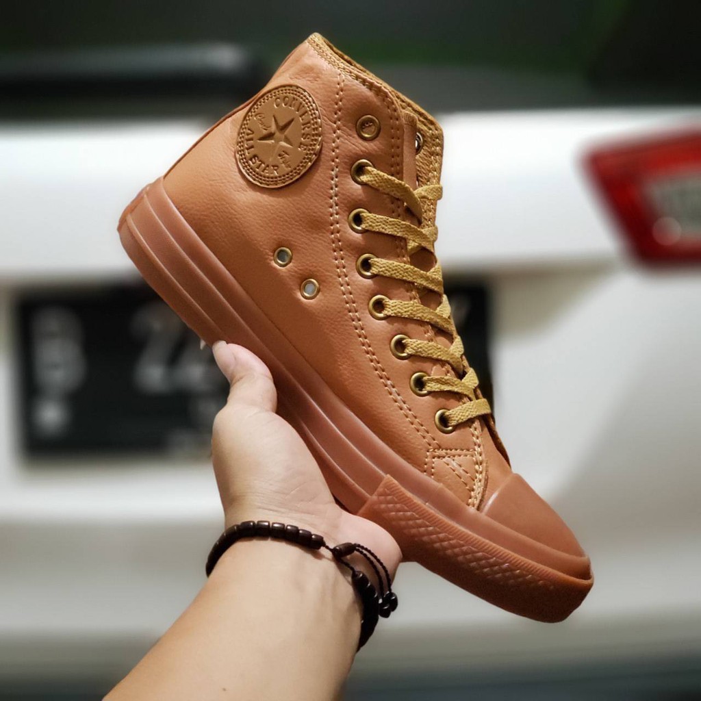Jual Sepatu Converse Kulit Coklat High Premium Import/Sepatu Pria/Sneakers/Shoes | Shopee Indonesia
