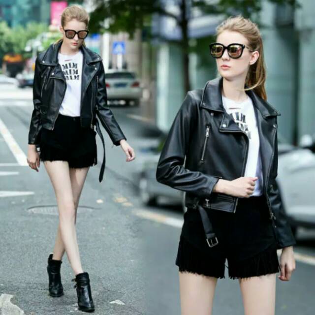 Jaket semi kulit cwe M172 Shopee Indonesia