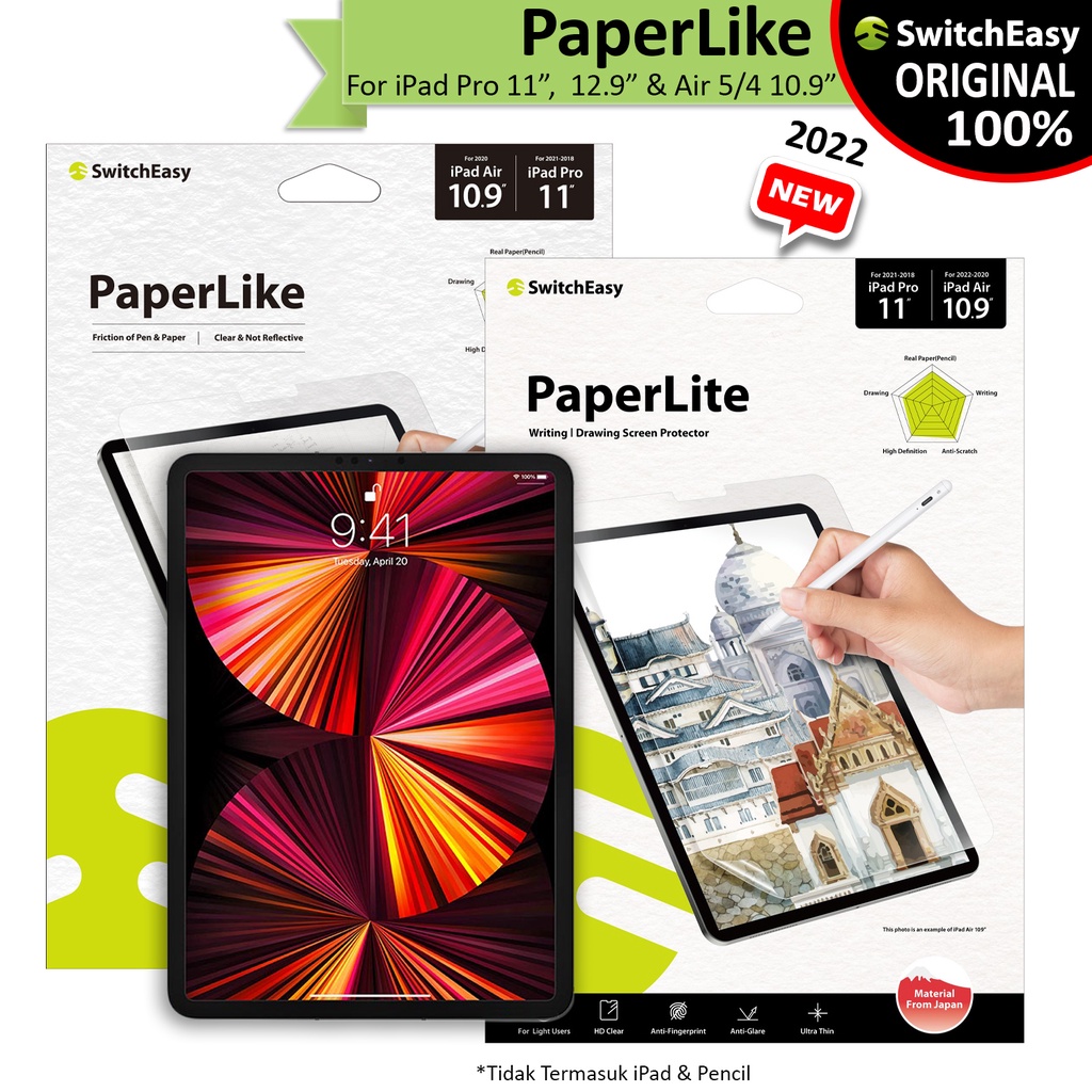 Jual Paperlike Screen Guard Ipad Pro 11" 12.9" 10 Air 4 5 10.9" Mini 6 Switcheasy Anti Glare Matte | Shopee Indonesia