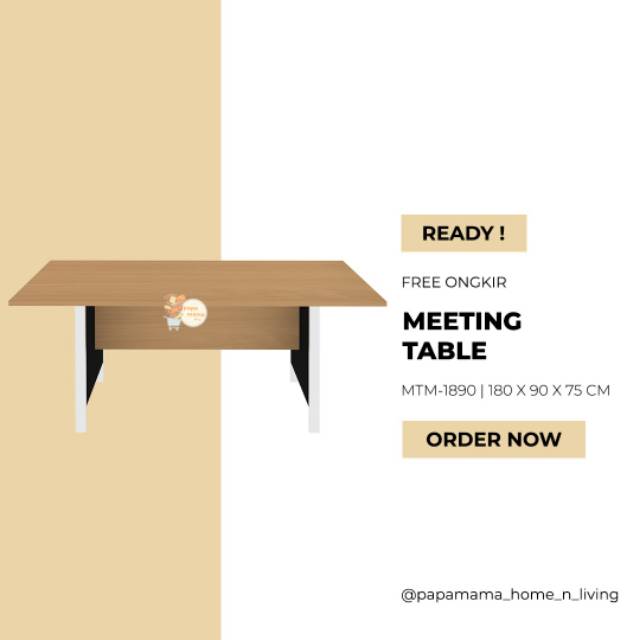 Meja Kantor 180cm kaki Metal Meeting Table Meja Tulis