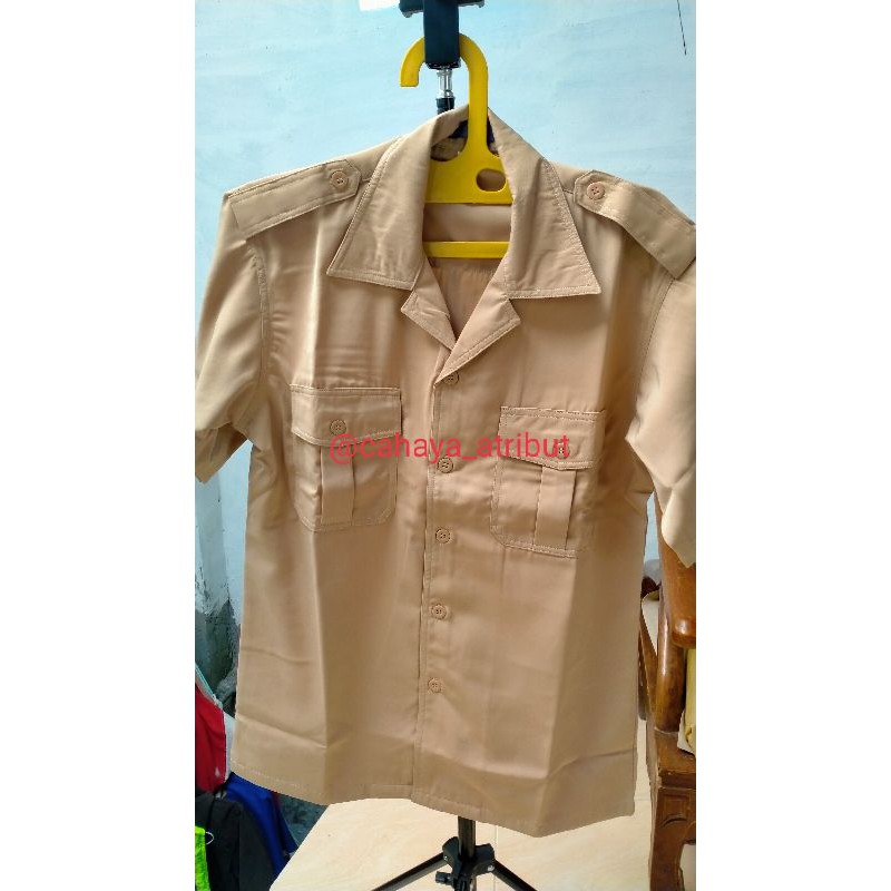 Jual Seragam Pdh Coklat Taruna Pria Wanita Lengan Pendek Bahan Halus | Shopee Indonesia