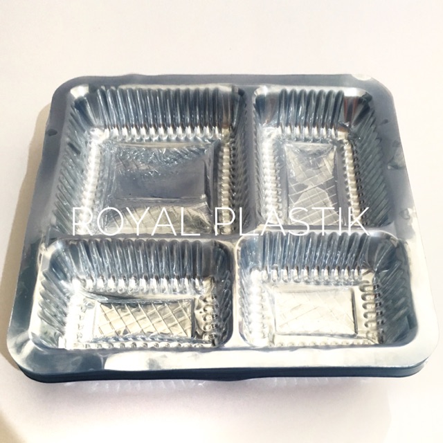 Mika Plastik Untuk Dus Makanan / Nasi Box Kotak Tebal Sekat 4 uk. 18