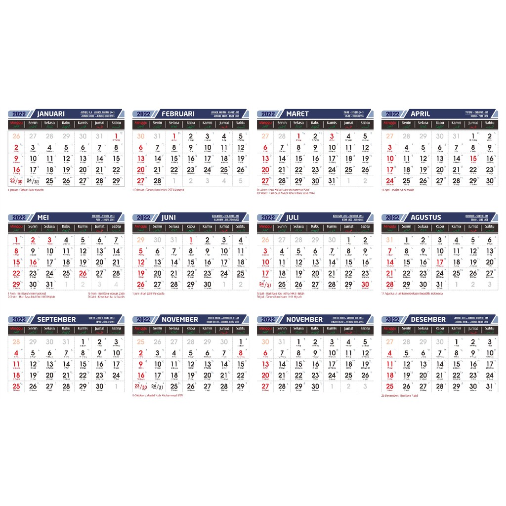 Jual Kalender 2022 Template Indonesia|Shopee Indonesia