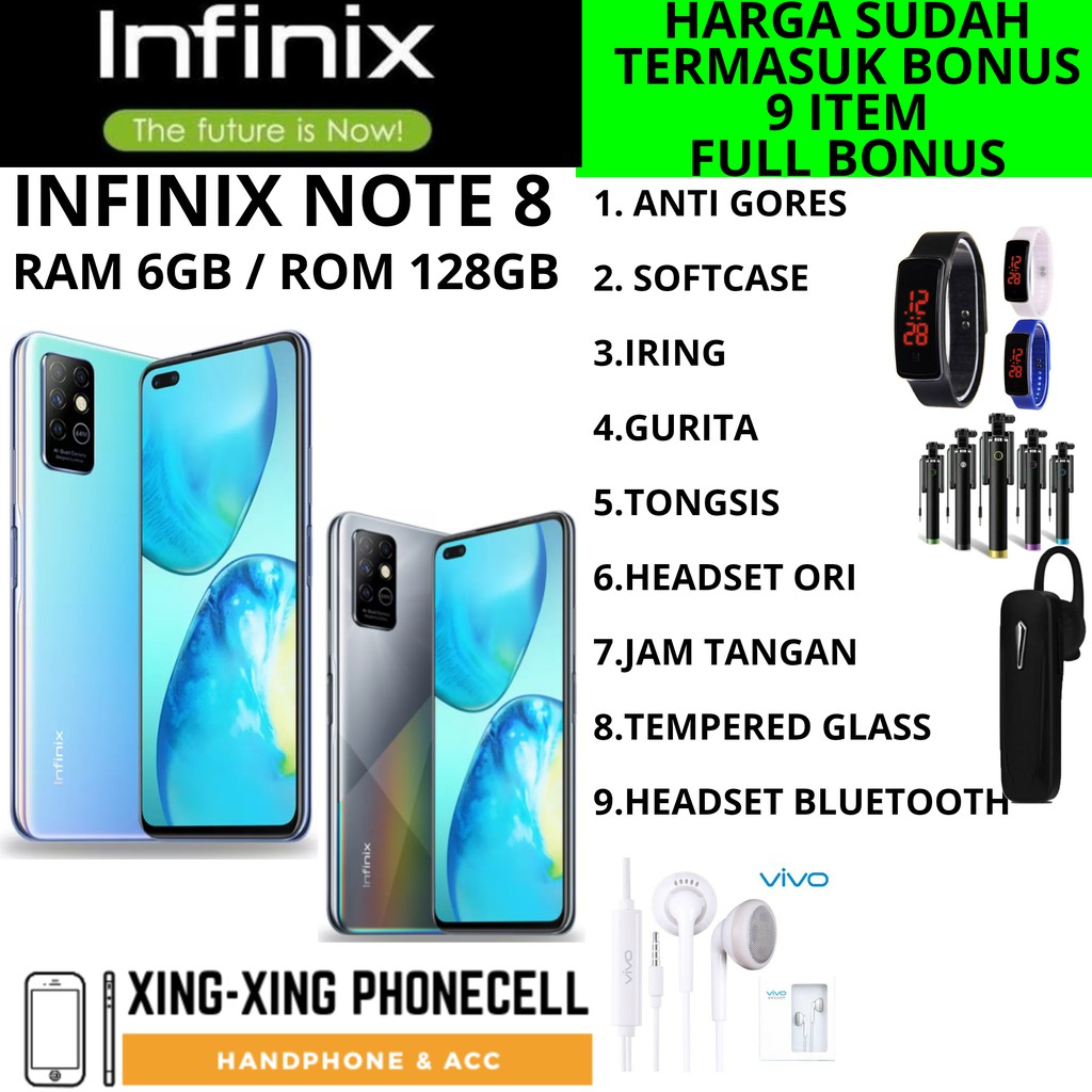 INFINIX NOTE 8 6/128 RAM 6GB ROM 128GB GARANSI RESMI 1 TAHUN HP