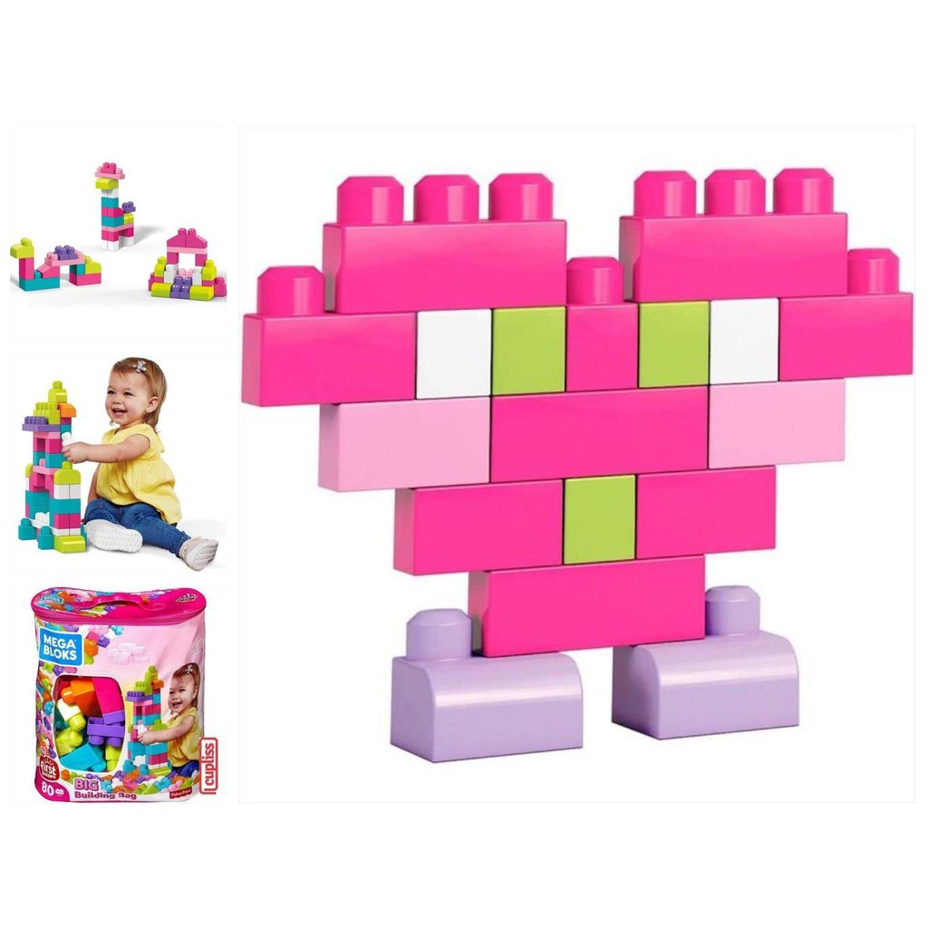 Jual Mega Bloks First Builders Dch62 Big Building Bag 80 Pcs Pink | Shopee Indonesia