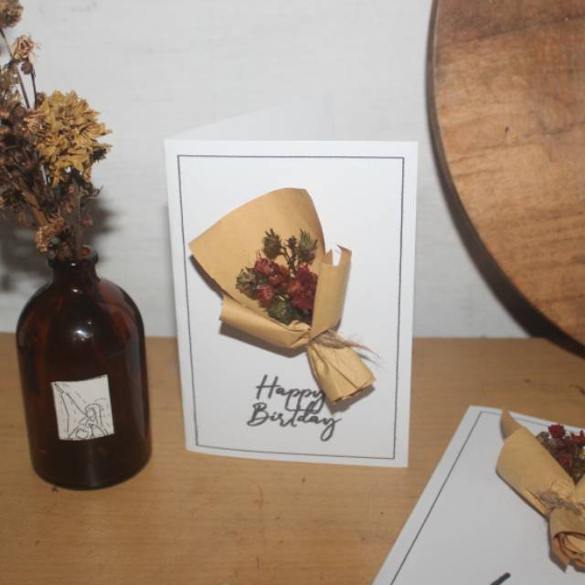 Kartu ucapan dried flower bouquet gift card Greeting