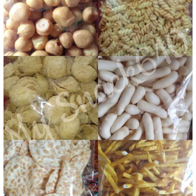 PILUS IKAN/SOES KEJU/ULIR ASIN/TAHU BULAT/TALAS/MAKARONI/KERIPIK