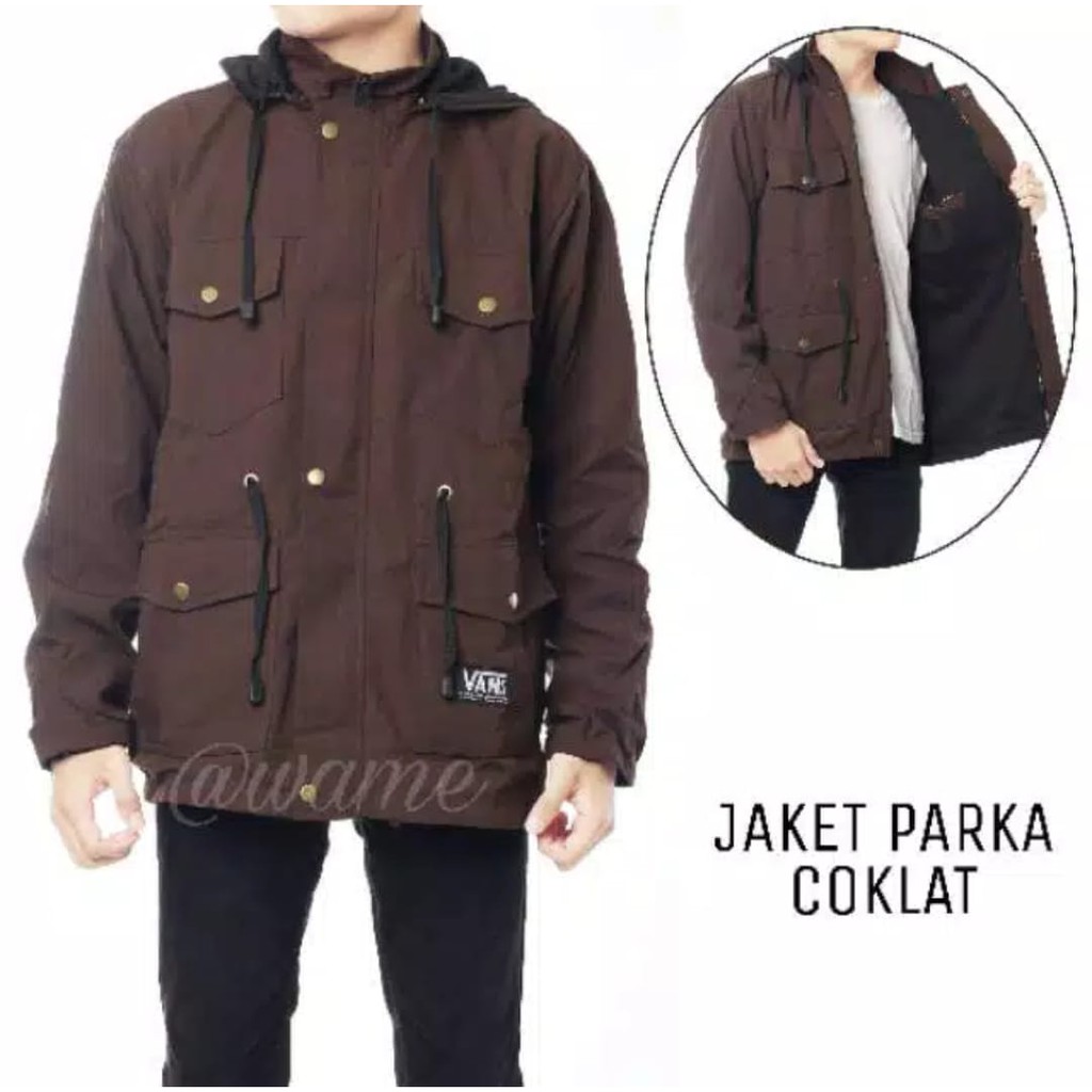 Jual Jaket Parka Canvas Premium Coklat M/L,Xl,Xxl Pria | Shopee Indonesia