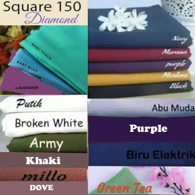 Kerudung Hijab Jilbab 150 Jumbo segi empat Square Diamond Crepe syari