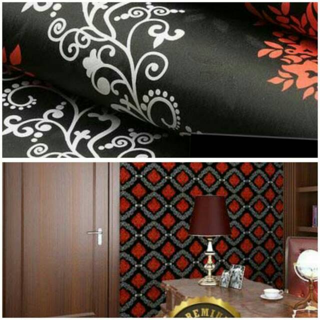 Jual Grosir Wallpaper Stiker Dinding Ruang Tamu Hitam Motif Batik Merah Desain Mewah Termurah Indonesia|Shopee Indonesia 640_X_640_jpg