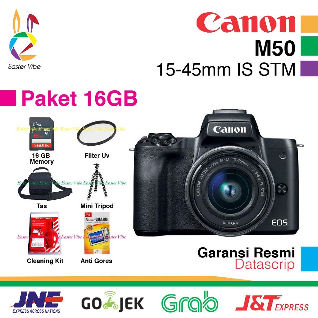 Jual CANON EOS M50 KIT LENS 1545MM / CANON M50 PAKET 16GB KAMERA