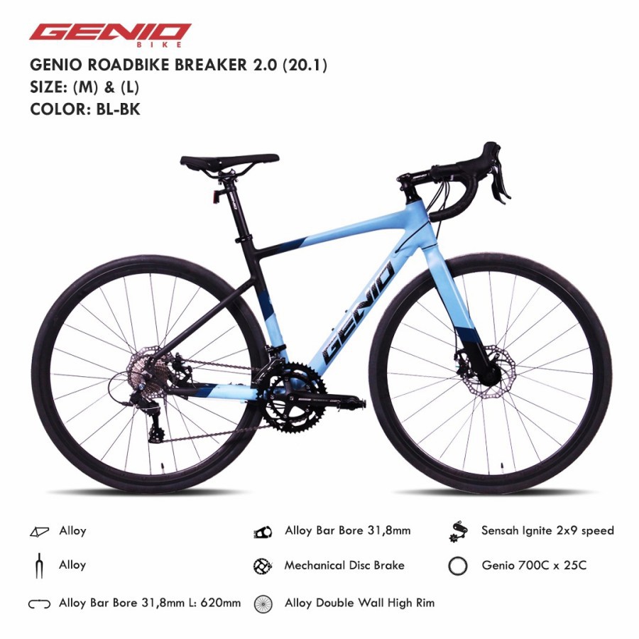 Jual Sepeda Balap Roadbike Road Bike Genio Breaker 2.0 By United 700C 18 Speed Alloy Rem Cakram | Shopee Indonesia