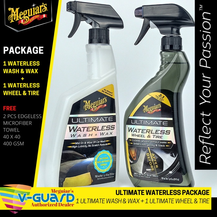 Jual Paket - Meguiars Waterless Wash & Wax 768Ml + Waterless Wheel &Tire 709Ml | Shopee Indonesia