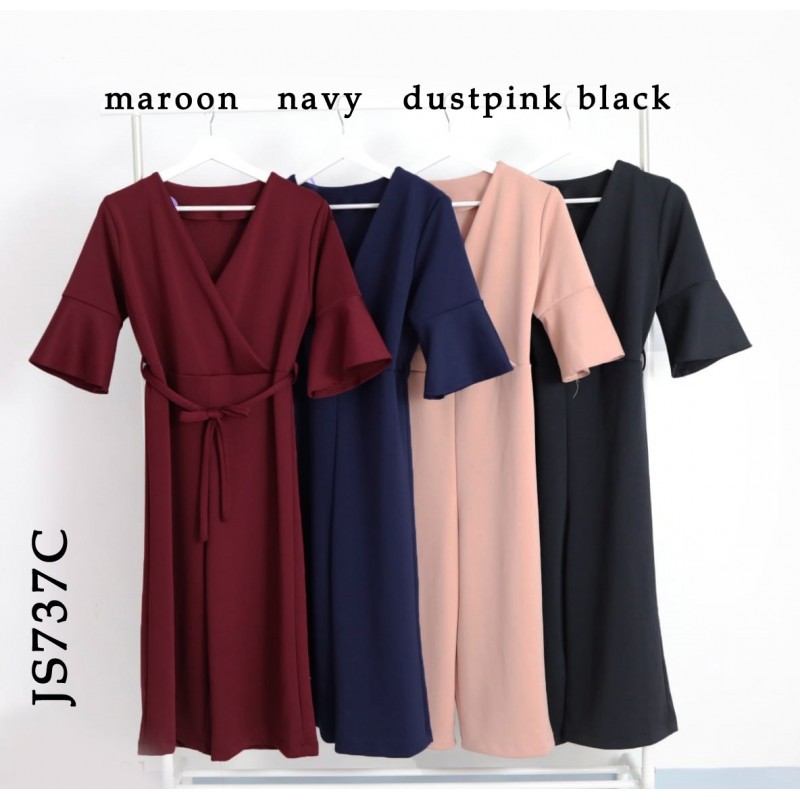 Baju casual jumpsuit panjang 3per4 polos pergi jalan santai fashion