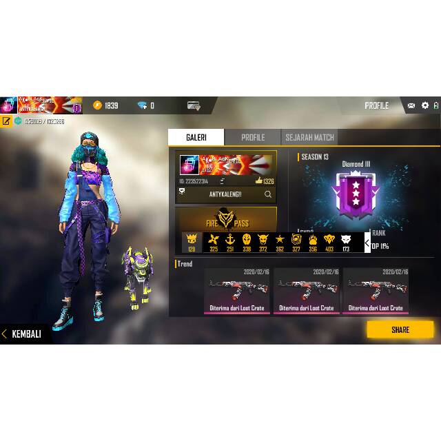 Gambar Akun Free Fire Sultan Season 15