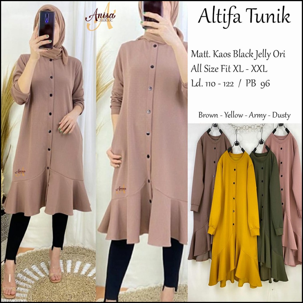 ATASAN TUNIK KEKINIAN BAJU TUNIK CASUAL BAJU MUSLIM TUNIK ATASAN TUNIC  ALTIFA | Shopee Indonesia