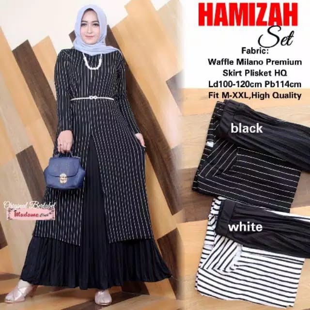(BISA COD) HAMIZAH SET 2 IN 1 BAHAN WAFFLE MILANO/ TUNIK SALUR ROK