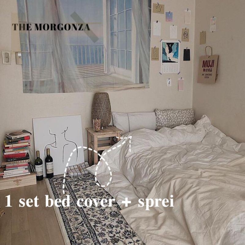 SET BED COVER & SPREI POLOS • KOREAN ROOM