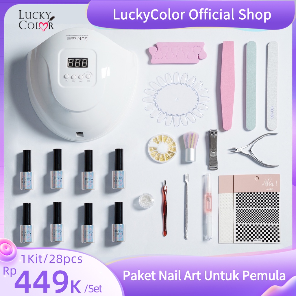 Jual [Ready Now]LUCKYCOLOR Paket Nail Art Lengkap Untuk Pemula Nail Art