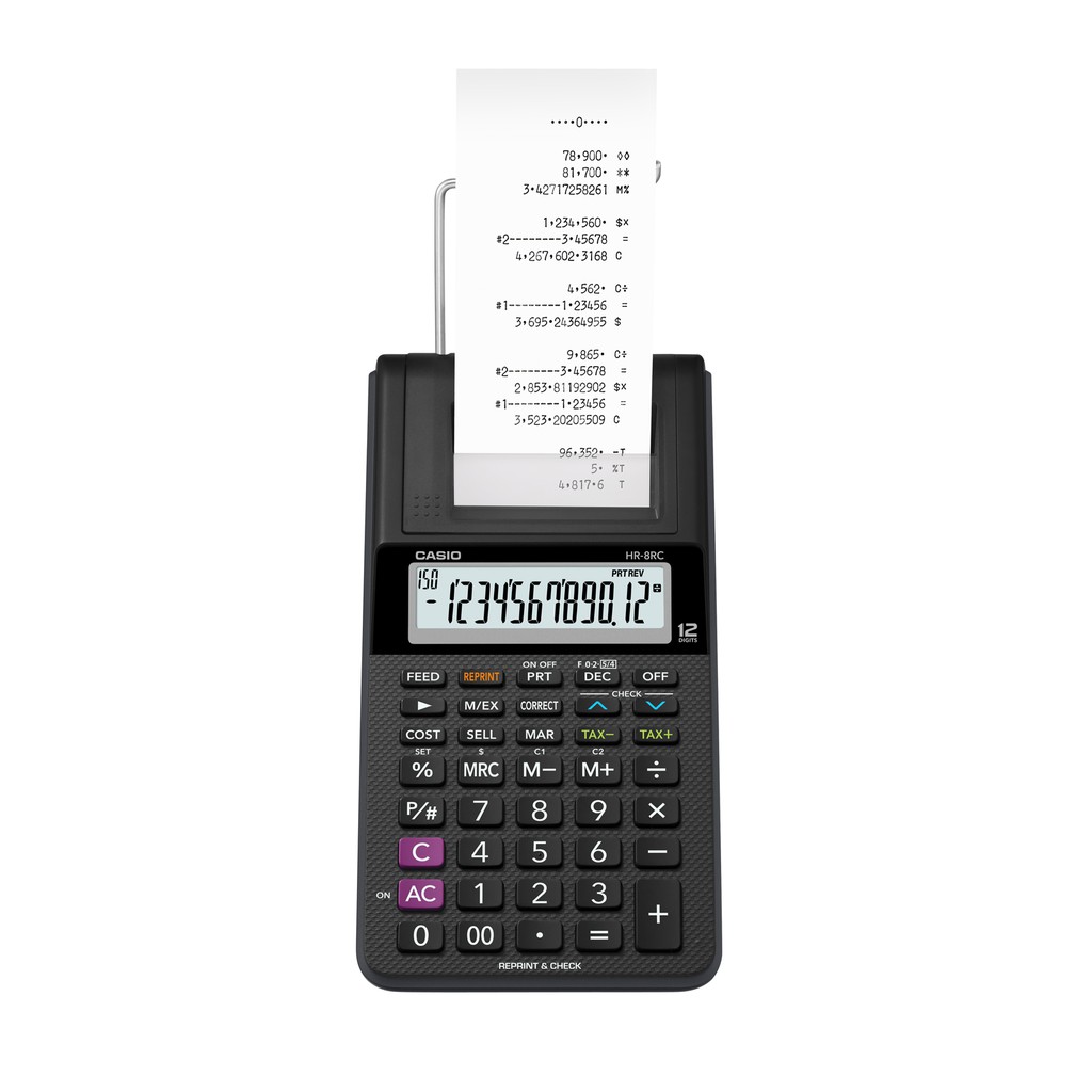 CASIO HR8RC Hitam Kalkulator Cetak/Kasir 12 digit Shopee Indonesia